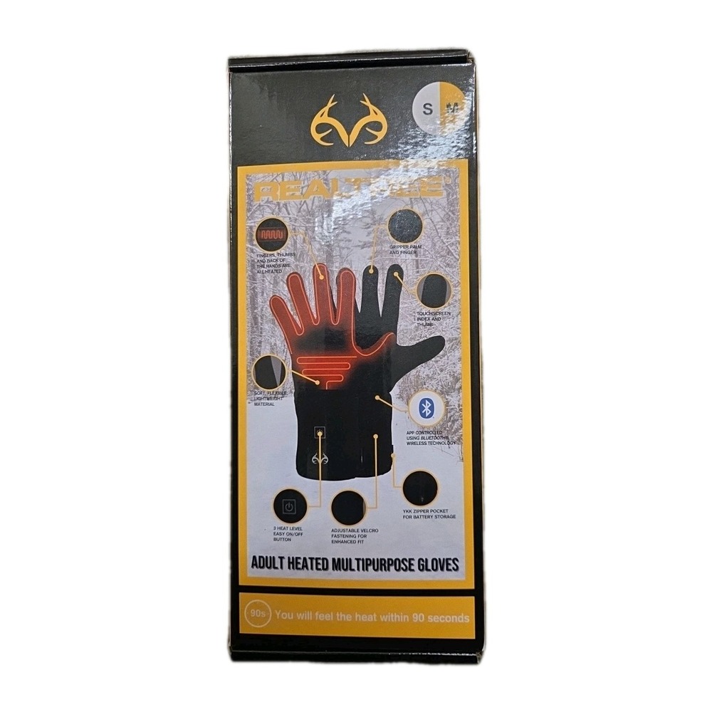 Realtree Adult Multipurpose Heated Gloves with 2 Rechargeable Power Banks S/M